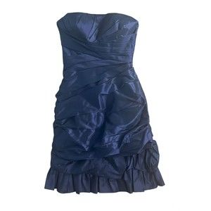 Purple Satin Mermaid Cocktail Dress Gathered Bustier Strapless Bra Insert Sz 6